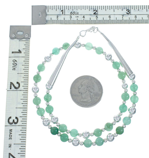 Native American Jade Sterling Silver Bead Necklace X10553